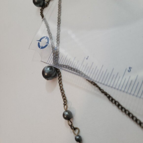 Vintage Genuine Flapper Faux Black Grey Pearls Stations and Crystal Iridescent - Picture 7 of 10